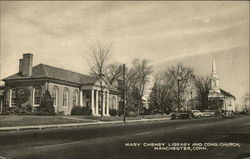 Mary Cheney Library and Congregational Church Manchester, CT Postcard Postcard