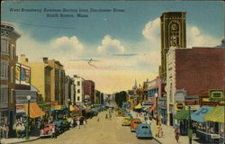 West Broadway Business Section from Dorchester Street South Boston, MA Postcard Postcard