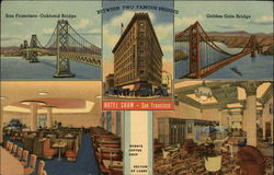 Hotel Shaw, and Oakland and Golden Gate Bridges San Francisco, CA Postcard Postcard