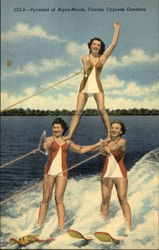 Pyramid of Aqua-Maids, Florida Cypress Gardens Postcard