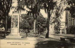 World War Memorial, The Common Leominster, MA Postcard Postcard