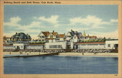 Bathing Beach and Bath House Oak Bluffs, MA Postcard Postcard