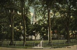 Green and Congregational Church Postcard