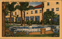 Patio at the United States Naval Hospital Postcard