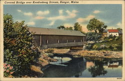 Covered Bridge over Kenduskeag Stream Bangor, ME Postcard Postcard