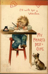 I'll Write her a Valentine, My Heart's Best Gift Ellen Clapsaddle Postcard Postcard