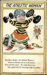 The Athletic Woman Caricatures Postcard Postcard