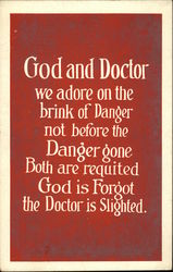 God and Doctor we Adore on the Brink of Danger not Before the Danger Gone Phrases & Sayings Postcard Postcard