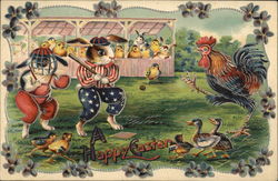 A Happy Easter With Bunnies Postcard Postcard