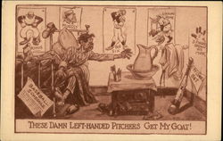 These Damn Left-Handed Pitchers Get my Goat! Baseball Postcard Postcard