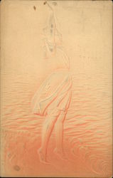 Victorian Bathing Girl Postcard