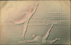 Baseman Catching Ball While Runner is Safe Postcard