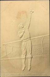 Baseball Player Making A Leaping Catch Postcard Postcard