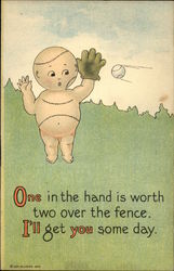 Baseball Baby Catching Ball Postcard