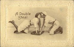 A Double Steal Baseball Postcard Postcard