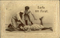 Safe on First Baseball Postcard Postcard