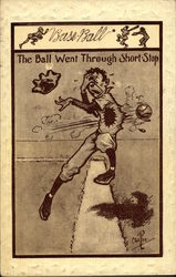 Base-Ball, The Ball Went Through Short-Stop Postcard