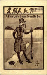 A Nice Little Single for an Old Bat Postcard