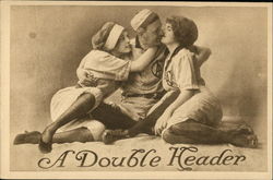 A Double Header Baseball Postcard Postcard