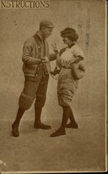 A Male Pitcher and Female Catcher Discuss Signals Baseball Postcard Postcard