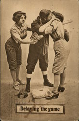 Delaying the Game Baseball Postcard Postcard