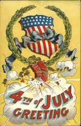 4th of July Greeting - Fire Crackers Postcard