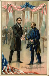 Meeting of President Lincoln and General Grant Postcard