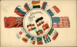 Rounding Them Up - Flags from Many Countries World War I Postcard Postcard