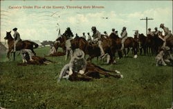 Cavalry Under Fire of the Enemy, Throwing Their Mounts Military Postcard Postcard