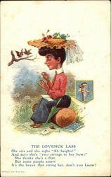 The Lovesick Lass Caricatures Postcard Postcard