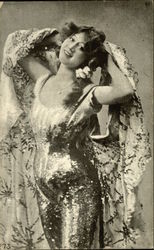 Girl in Sparkly Outfit with Long Scarf Postcard