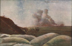 British Mine Exploding at Beaumont Hamel Postcard