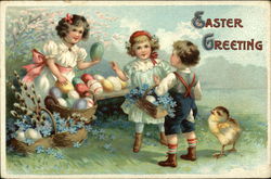 Easter Greeting With Children Postcard Postcard