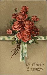 Happy Birthday - Red Roses Postcard Postcard