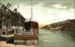 Scene in Buffalo Harbor, Showing Coal Docks, Buffalo, N.Y Boats, Ships Postcard Postcard