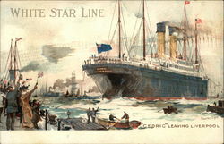 White Star Line, Cedric Leaving Liverpool Steamers Postcard Postcard