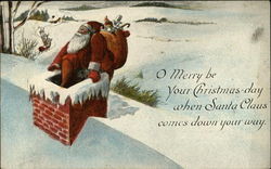 Santa Claus and the Chimney Postcard