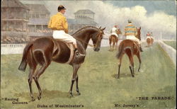 Horses Going to the Track Horse Racing Postcard Postcard