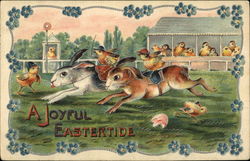 A Joyful Easterride With Chicks Postcard Postcard