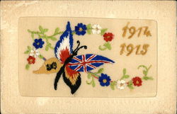 1914-1915 Embroidered Butterfly with American and British Markings Postcard