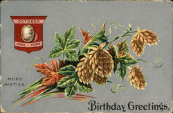 Birthday Greetings, October, Opal: Hope, Hops: Justice Postcard Postcard