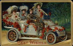 Best Wishes - Women in Automobile Postcard Postcard