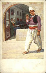 Arab man smoking cigarette Postcard