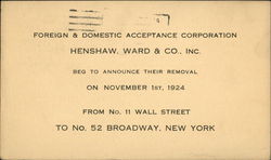 Foreign & Domestic Acceptance Corporation, Henshaw, Ward & Co., Inc Postcard