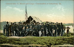 General Geo. G. Meade and Corps. - Commanders At Gettysburg, Pa Civil War Postcard Postcard