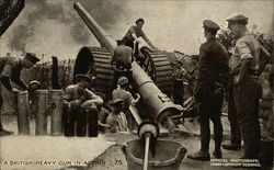 A British Heavy Gun in Action World War I Postcard Postcard