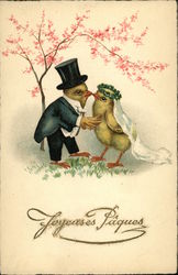 Joyeuses Paques With Chicks Postcard Postcard