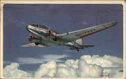 In Flight, Route of the Flagships, American Airlines System Aircraft Postcard Postcard