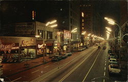 State Street at Night Looking North Chicago, IL Postcard Postcard