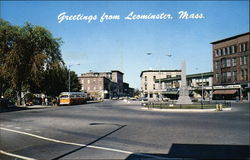 Monument Square Leominster, MA Postcard Postcard